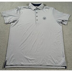 Greyson Polo Shirt Mens XL White‎ Striped Lago Mar 50th Anniversary Golf Stretch